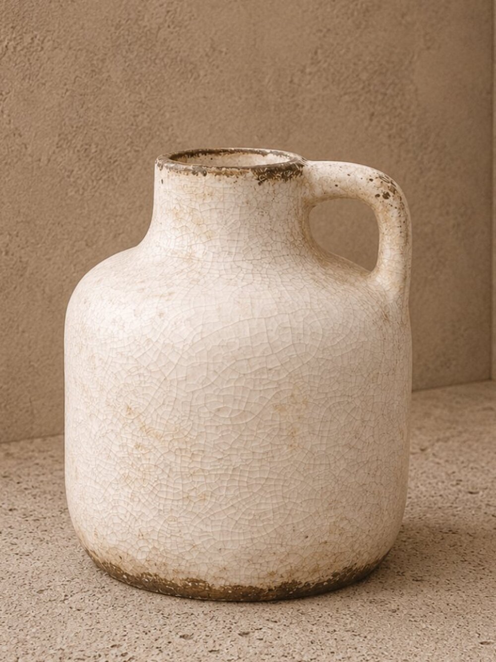 NWT Vintage Artisan Farmhouse Style Crackled Rustic Milk Jug Vase